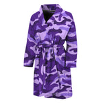 Purple Camouflage Print Men's Bathrobe