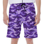 Purple Camouflage Print Men's Beach Shorts
