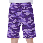 Purple Camouflage Print Men's Beach Shorts