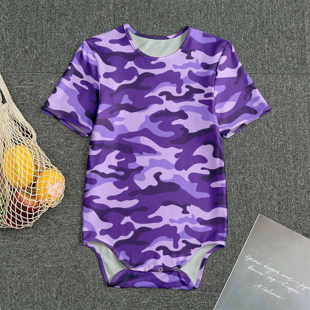 Purple Camouflage Print Men's Bodysuit