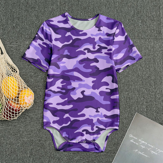 Purple Camouflage Print Men's Bodysuit