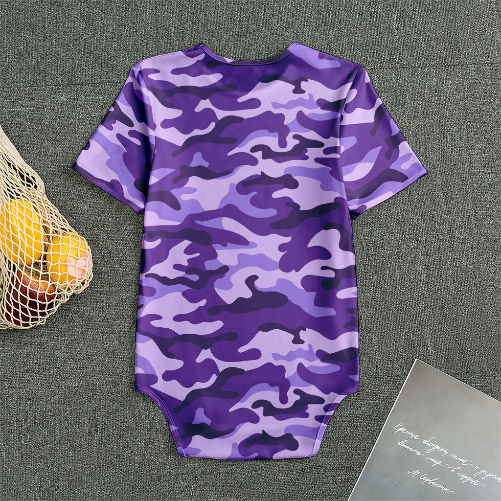Purple Camouflage Print Men's Bodysuit
