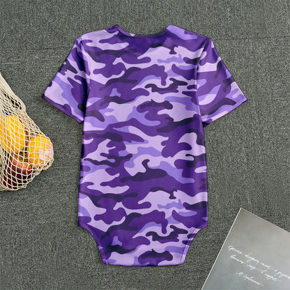 Purple Camouflage Print Men's Bodysuit