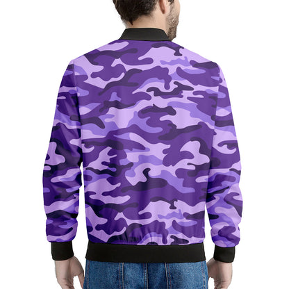 Purple Camouflage Print Men's Bomber Jacket