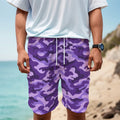 Purple Camouflage Print Men's Cargo Shorts