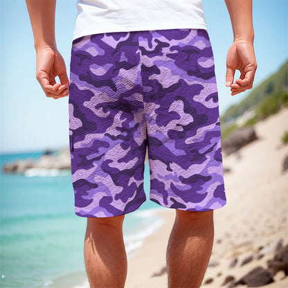 Purple Camouflage Print Men's Cargo Shorts