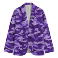 Purple Camouflage Print Men's Cotton Blazer