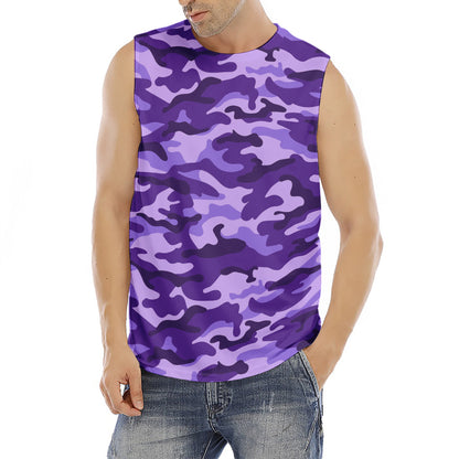 Purple Camouflage Print Men's Fitness Tank Top