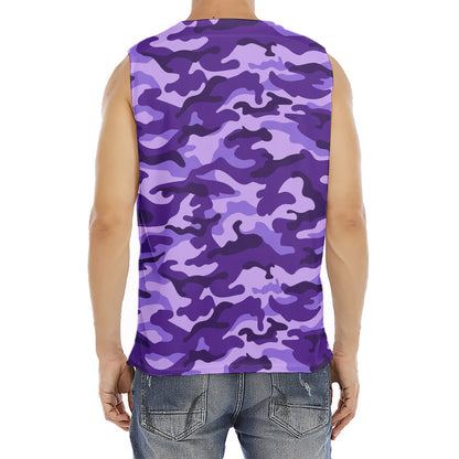 Purple Camouflage Print Men's Fitness Tank Top