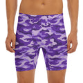 Purple Camouflage Print Men's Long Boxer Briefs