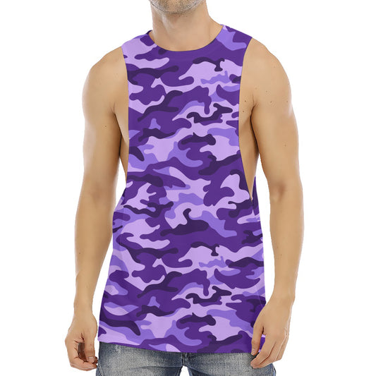 Purple Camouflage Print Men's Muscle Tank Top