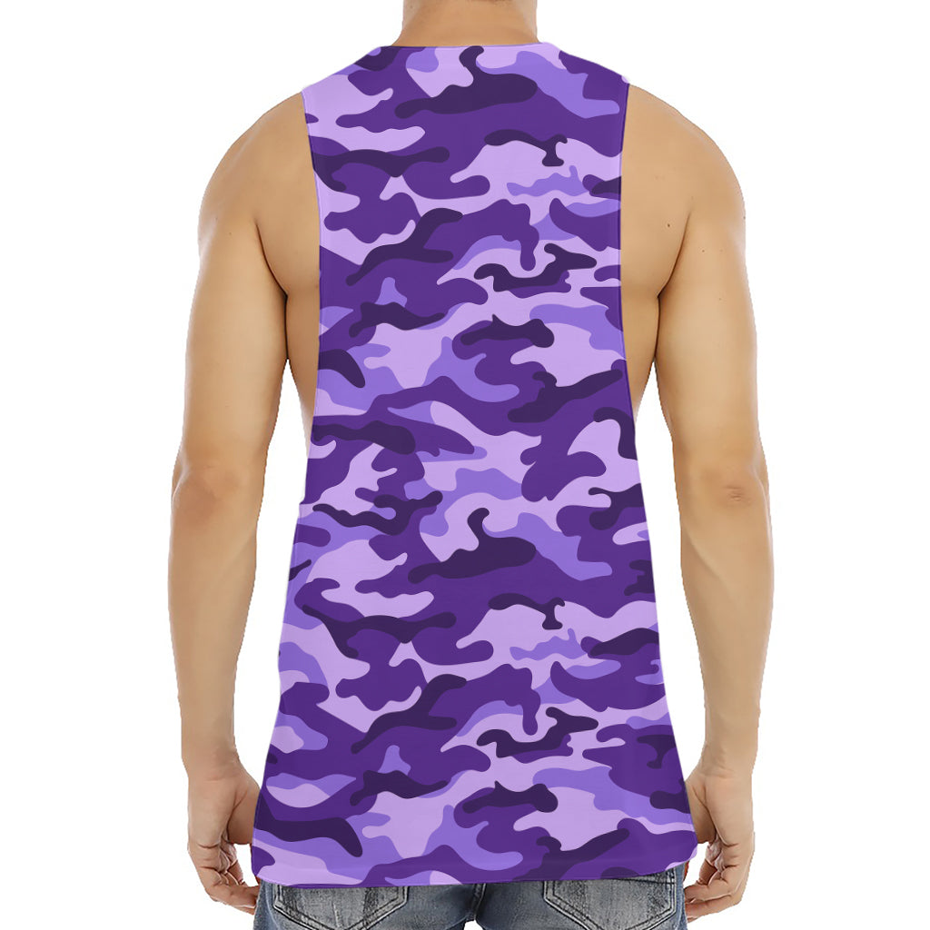 Purple Camouflage Print Men's Muscle Tank Top