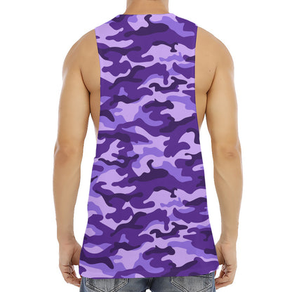 Purple Camouflage Print Men's Muscle Tank Top