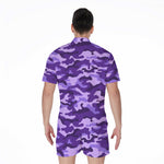 Purple Camouflage Print Men's Rompers