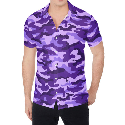 Purple Camouflage Print Men's Shirt