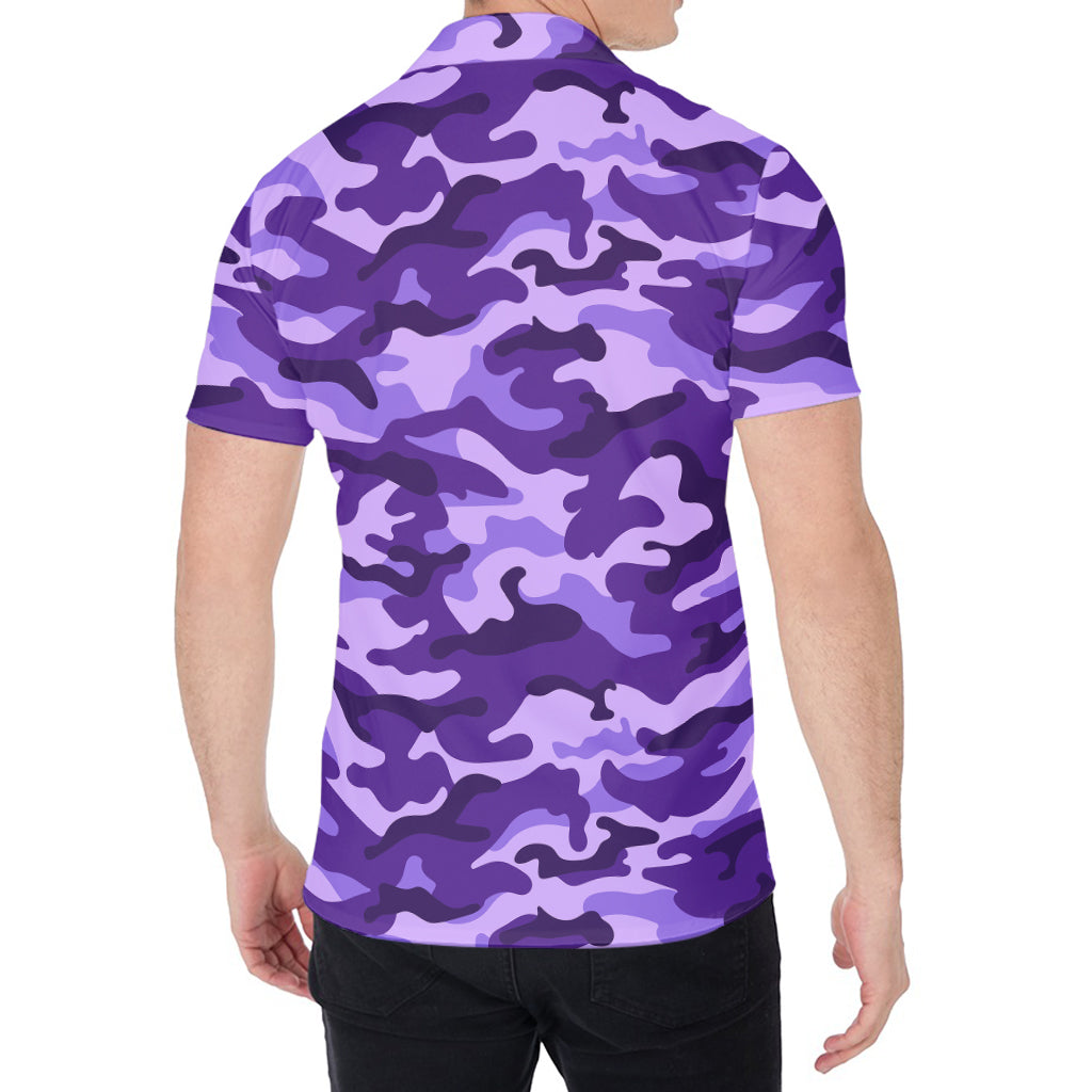 Purple Camouflage Print Men's Shirt