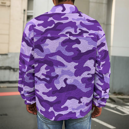 Purple Camouflage Print Men's Shirt Jacket