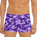 Purple Camouflage Print Men's Short Boxer Briefs