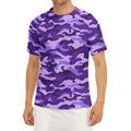 Purple Camouflage Print Men's Short Sleeve Rash Guard