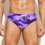 Purple Camouflage Print Men's Swim Briefs