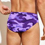 Purple Camouflage Print Men's Swim Briefs