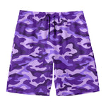 Purple Camouflage Print Men's Swim Trunks