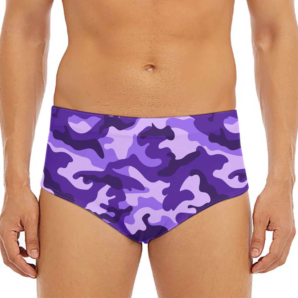 Purple Camouflage Print Men's Triangle Swim Briefs