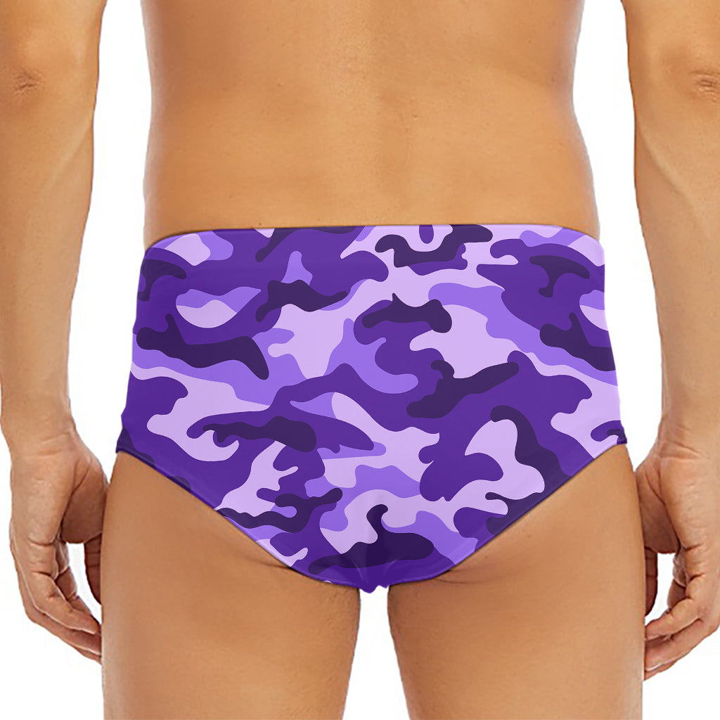 Purple Camouflage Print Men's Triangle Swim Briefs