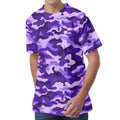 Purple Camouflage Print Men's Velvet T-Shirt