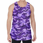 Purple Camouflage Print Men's Velvet Tank Top