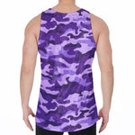 Purple Camouflage Print Men's Velvet Tank Top