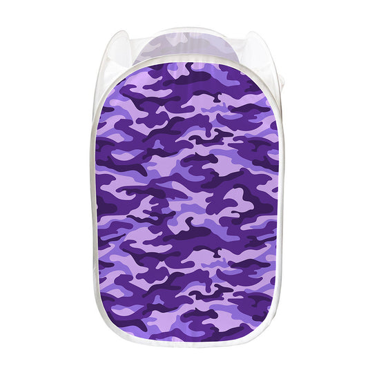 Purple Camouflage Print Mesh Laundry Hamper