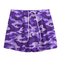 Purple Camouflage Print Mesh Shorts