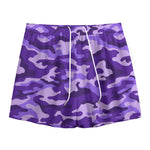 Purple Camouflage Print Mesh Shorts