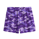 Purple Camouflage Print Mesh Shorts