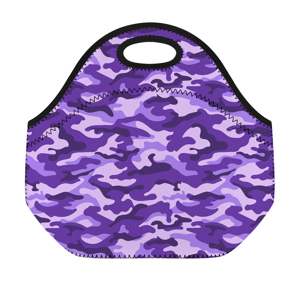 Purple Camouflage Print Neoprene Lunch Bag