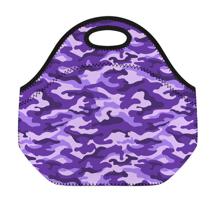 Purple Camouflage Print Neoprene Lunch Bag