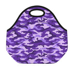 Purple Camouflage Print Neoprene Lunch Bag
