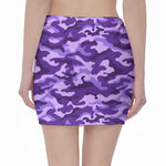 Purple Camouflage Print Pencil Mini Skirt