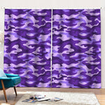 Purple Camouflage Print Pencil Pleat Curtains