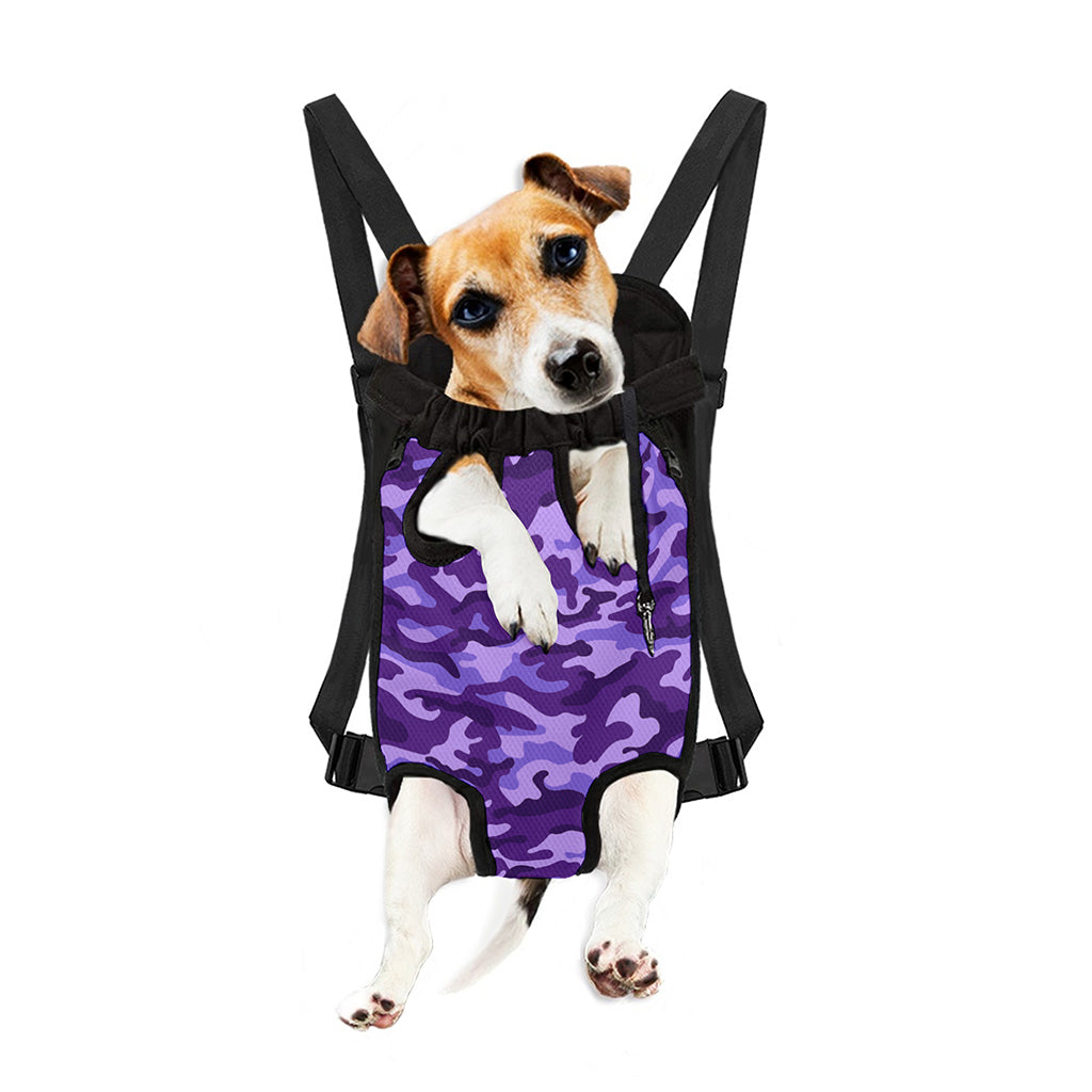 Purple Camouflage Print Pet Carrier Backpack