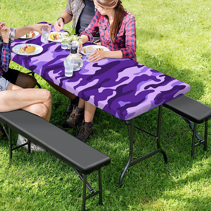 Purple Camouflage Print Picnic Table Cover