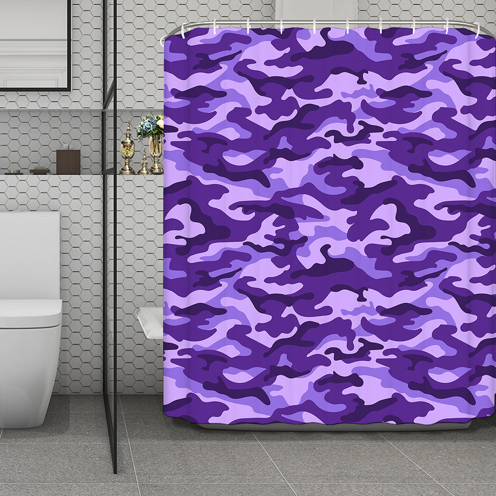 Purple Camouflage Print Polyester Shower Curtain