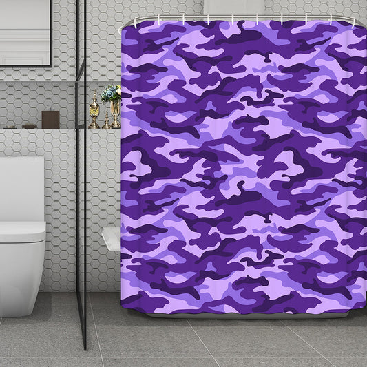 Purple Camouflage Print Polyester Shower Curtain