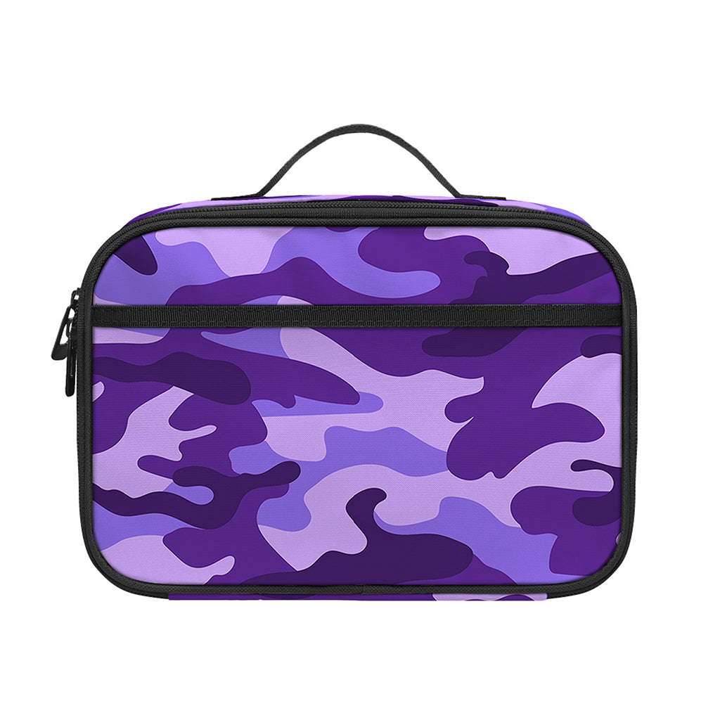 Purple Camouflage Print Portable Lunch Bag