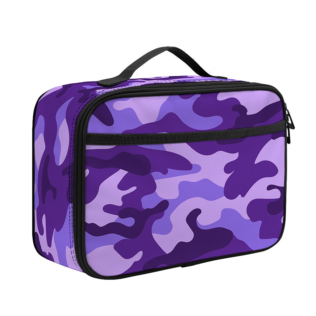 Purple Camouflage Print Portable Lunch Bag