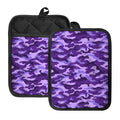 Purple Camouflage Print Pot Holders With Pocket