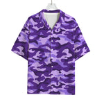 Purple Camouflage Print Rayon Hawaiian Shirt