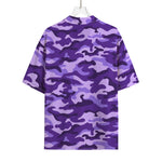 Purple Camouflage Print Rayon Hawaiian Shirt