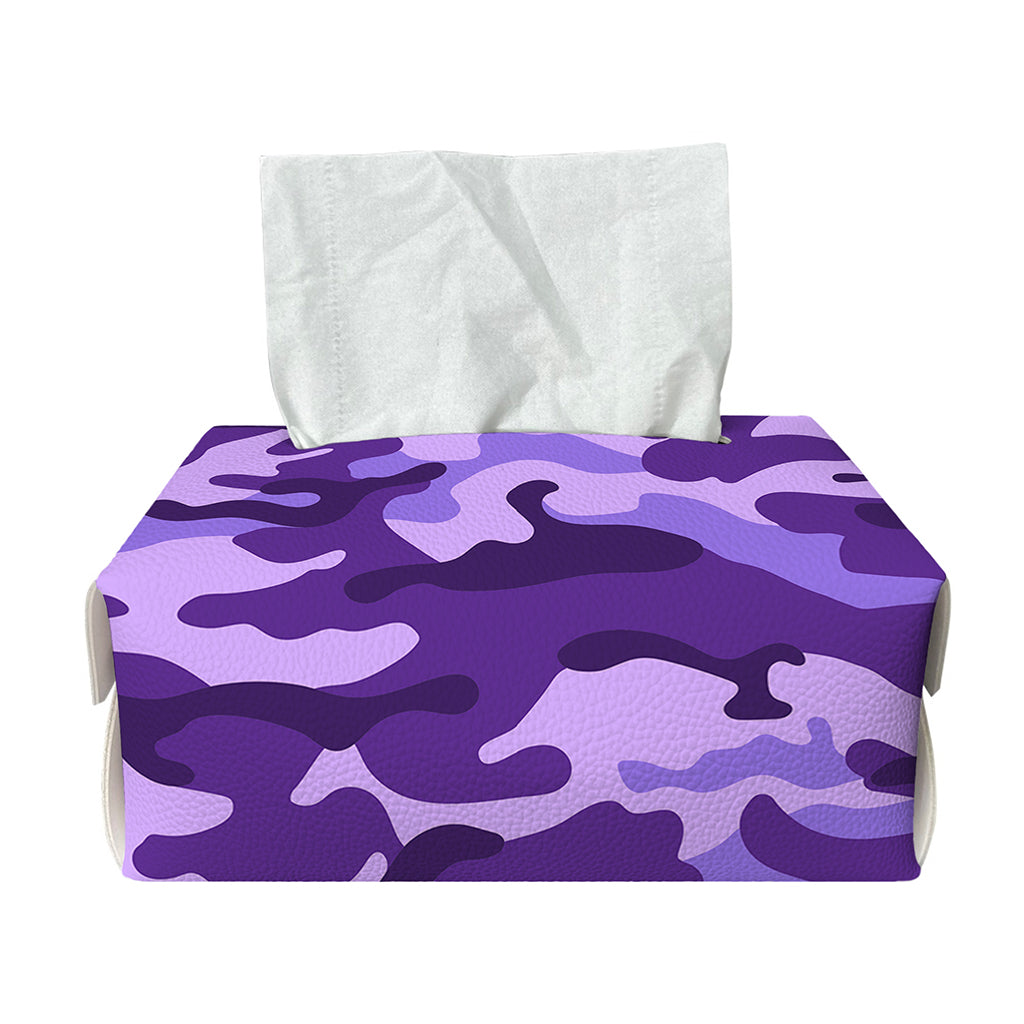 Purple Camouflage Print Rectangle Tissue Box Cover